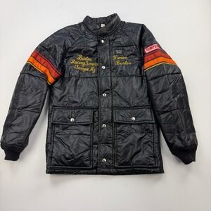 Vintage Simpson Racing Jacket Mens XS Black Puffer Race Stripe